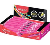 MAPED - Scatola di 12 evidenziatori Fluo'Peps Pen, colore rosa, formato penna ideale per la trousse
