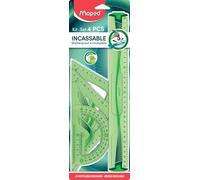 Maped Set 4 Pz Con Riga Cm30 Goniometro 180° 2 Squadre Cm 21 Infrangibile