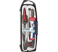 Maped - Set compasso Maped Stop System 5 pezzi - Linea perfetta - Con protezione di sicurezza per la punta - Mina per compasso + anello + matita meccanica da 0,5 mm + custodia e temperino