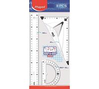 Maped Set Disegno Essentials Righello 30 Cm + Squadra 2 In 1 + Goniometro 180°