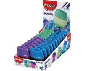 Maped Shaker 534755 - Temperamatite a 2 fori, confezione da 20, colori assortiti