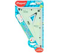MAPED Squadra Infrangibile 0 posizionata nell'angolo retto e Presensione ergonomica - Squadra 2 in 1 60 e 45°, lato grande 21 cm, colore: Verde