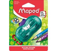 Maped - Temperamatite Croc Croc Twist - Sistema di cricchetto, Taglio facile e veloce - Divertente, Design a criceto - Blu - Temperamatite a 2 fori