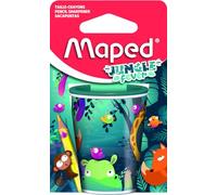 Maped - Temperamatite JUNGLE FEVER per 2 penne con scatola di raccolta - Confezione di cartone riciclabile