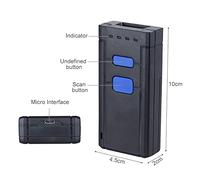 MAPHRWZ Lettore di codici a barre portatile wireless, lettore di codici a barre 1D Bluetooth, potente capacità di decodifica, per PC IOS Android, memoria integrata, batteria al