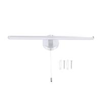 MAPHRWZ Luce a LED sopra lo specchio 3 temperature di colore Lampada da toeletta per bagno moderna ed elegante montata a parete con interruttore a catena (Argento)