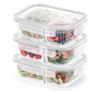 Mapille 3 Pezzi Contenitori in vetro con coperchio,1040 ml Contenitori ermetici per alimenti,Contenitori vetro per alimenti,Meal prep contenitori,Ideale per Microonde,Forno,Frigo e Freezer