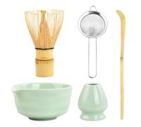 Mapille 5 in 1 Set Matcha Kit Accessori Cerimonia Tè Giapponese Matcha con Ciotola Matcha, Frusta Matcha in Bambù Naturale Paletta Porta Frullino per Tradizionale Tè Cerimonia (Verde Chiaro)