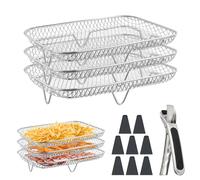 Mapille Accessori per Friggitrice ad Aria, Griglia 3 Strati Impilabile in Acciaio Inossidabile Compatibile con Ninja AF300EU/AF400EU/Cookwise, Ideale per Patatine, Carne, Verdure