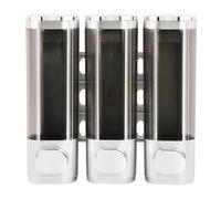 Mapille Dispenser per Sapone Liquido Trasparente da Parete, Dispenser per Doccia a 3 Camere, Dosatore Sapone Bagno, Senza Trapano, Adatto per Shampoo, Gel Doccia, Sapone, 3x300ml (Argento)