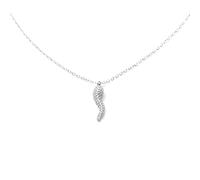 MAPIMANIA - Collana donna girocollo con ciondolo cornetto con strass, portafortuna, in acciaio inossidabile, idea regalo