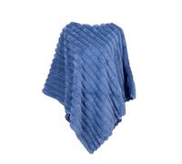 MAPIMANIA - Poncho Donna Invernale color azzurro con trama a righe, Mantella Elegante per cerimonia, Scialle Coprispalle, Stola per l'inverno in pelliccia sintetica
