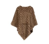 MAPIMANIA - Poncho Donna Invernale color beige scuro con trama a righe, Mantella Elegante per cerimonia, Scialle Coprispalle, Stola per l'inverno in pelliccia sintetica