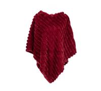 MAPIMANIA - Poncho Donna Invernale color bordeaux con trama a righe, Mantella Elegante per cerimonia, Scialle Coprispalle, Stola per l'inverno in pelliccia sintetica