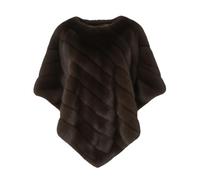MAPIMANIA - Poncho Donna Invernale color marrone con trama a righe simil visone, Mantella Elegante per cerimonia, Scialle Coprispalle, Stola in pelliccia sintetica di altissima qualità
