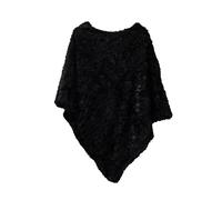MAPIMANIA - Poncho Donna Invernale color nero, Mantella Elegante per cerimonia, Scialle Coprispalle, Stola per l'inverno in pelliccia sintetica