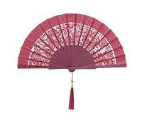 MAPIMANIA - Ventaglio Fucsia in Seta e Pizzo Pieghevole con Custodia, Ventaglio Donna, Ventagli Matrimonio, Ventaglio Giapponese Ricamato da Cerimonia Resistente
