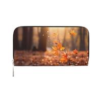 Maple Leaf in the Sun Pochette in pelle portafogli con cerniera e porta carte sono perfetti per i viaggi o l'uso quotidiano, Foglia d'acero al sole, Taglia unica