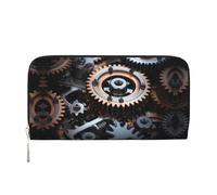 Maple Leaf in the Sun Pochette in pelle portafogli con cerniera e porta carte sono perfetti per i viaggi o l'uso quotidiano, Ingranaggio macchina, Taglia unica