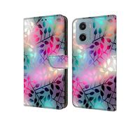 (Maple Leaf, Multicolor) For Motorola Moto E15 4G Case Magnetic Clasp 3D Pattern Leather Wallet Phone Cover
