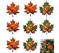 Maple Leaf Stained Glass Window Hanging, Acrylic Fall Leaves Wall Decor, Autumn Eaves Ornament Pendent for Thanksgiving Festival Xmas Party Supplies