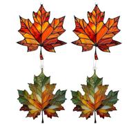 Maple Leaf Stained Glass Window Hanging, Acrylic Fall Leaves Wall Decor, Autumn Eaves Ornament Pendent for Thanksgiving Festival Xmas Party Supplies