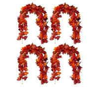 Maple Leaves Garland - Artificial Fall Decor Garland | Weather Resistant Harvest Decoration Seasonal Ornament for Patio Yard Entryway Balcony Wall Garden Window Lawn Inside Home Autumn Display