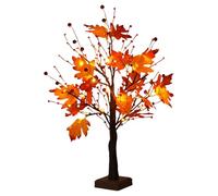 Maple Leaves Lamp, Artificial Tabletop Tree, Lighted Fall Decor Tree, 23.62 inches Stylish LED Autumn Plant Light, Warm Festive Centerpiece Accent, Ideal for Thanksgiving Table