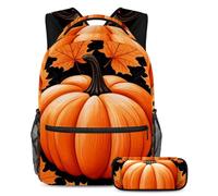 Maple Leaves Pumpkin Migliora il tuo gioco di ritorno a scuola con il nostro set di 2 zaini per bambini, perfetto per ragazzi ragazze adolescenti, Multicolore#03, B：29.4x20x40cm P：19x7.5x3.8cm, Zaini