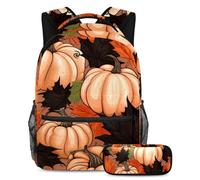 Maple Leaves Pumpkin Stay Fashion and Ready with this Backpack and Pencil Case Duo, ideale per gli studenti, Multicolore#04, B:29.4x20x40cm P:19x7.5x3.8cm, Zaini Daypack