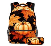 Maple Leaves Pumpkin Stay Fashion and Ready with this Backpack and Pencil Case Duo, ideale per gli studenti, Multicolore#07, B:29.4x20x40cm P:19x7.5x3.8cm, Zaini Daypack