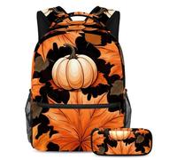 Maple Leaves Pumpkin Stay Fashion and Ready with this Backpack and Pencil Case Duo, ideale per gli studenti, Multicolore#06, B:29.4x20x40cm P:19x7.5x3.8cm, Zaini Daypack