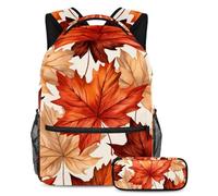 Maple Leaves Stay Organized and Trendy, zaino con astuccio, ideale per studenti di tutte le età, Multicolore#07, B:29.4x20x40cm P:19x7.5x3.8cm, Zaini Daypack