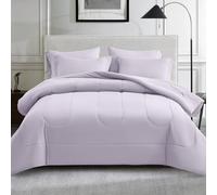 Maple&Stone Set copripiumino Queen size, 7 pezzi, alternativo in piuma, con lenzuola, federe e federe, morbido inserto reversibile per letto queen size, lilla viola