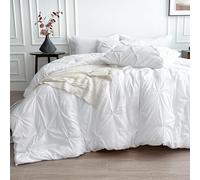 Maple&Stone Set di biancheria da letto per letto queen size, 8 pezzi, con pieghe, per tutte le stagioni, con trapunte, lenzuola, federe e federe, colore: bianco