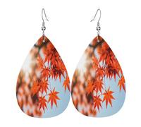 Maple trees under the sunshine - Orecchini da donna in pelle a goccia in PVC leggero, ganci in argento 925, stampe su entrambi i lati, regalo ipoallergenico