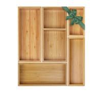 MapleGrace Set di 5 organizer in bambù per cassetti, multiuso, in legno, divisori per cassetti e vassoi portaoggetti per cucina, bagno, scrivania da ufficio, trucchi, gioielli, utensili