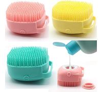 Maplekart Spazzola da bagno in morbido silicone con dispenser per shampoo e gel doccia, esfoliante delicato per capelli, corpo, cuoio capelluto, massaggio, esfoliante per uomini, donne, bambini