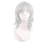 MapofBeauty 14 Pollic/35 cm Corto Cosplay Costume Anime Parrucche Wolf Tail Sintetico Capelli Party Parrucche (Argento)