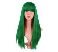 MapofBeauty 24 Pollice/60 cm Lungo Lisci Con Frange Sintetico Capelli Heat Resistente per Cosplay Parrucca (Erba Verde)
