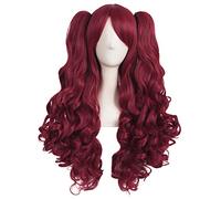 MapofBeauty 28 Pollic/70cm Lolita Lungo Ricci Clip On Code Di Cavallo Cosplay Parrucca (Blood Rosso)