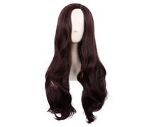 MapofBeauty 28 Pollice/70 cm Cosplay Lungo Ondato Curly Fibra sintetica Braccialetti laterali Anime Moda Party Parrucca Capelli (Scuro Marrone)