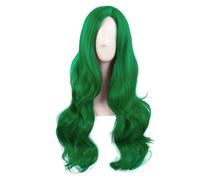 MapofBeauty 28 Pollice/70 cm Cosplay Lungo Ondato Curly Fibra sintetica Braccialetti laterali Anime Moda Party Capelli Parrucca (Erba Verde)