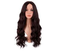 MapofBeauty 28 Pollice/70 cm Lungo Wavy Middle Part Sintetico fibra Ricci Capelli Sostituzione Party Cosplay Quotidiano Parrucche (Scuro Marrone)
