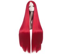 MapofBeauty 40 Pollic/100 cm Naturale Morbido Dritto Lungo Cosplay Costume Anime Parrucca (luminoso Rosso)