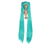 MapofBeauty Cosplay Side Part Frange Ombre Lungo Lisci Capelli Due Code di cavallo Sintetico Fibre Lolita Anime Parrucche (Blu)