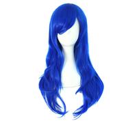 MapofBeauty - Parrucca per cosplay, con punte ricce, lunga 70 cm, colore blu navy