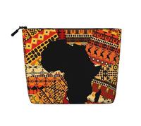 Mappa africana modello etnico impermeabile grande capacità con cerniera viaggio di lavoro viaggio casa multifunzionale trucco borsa di immagazzinaggio borsa portamonete, Nero , Taglia unica