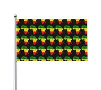 Mappa africana Storia nera Bandiera afro africana 3x5 piedi - Include 1 bandiera (asta inclusa) Decorazione giardino