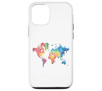 Mappa Colorata Della Terra Paesi Continente Geografia Mappa Custodia per iPhone 12/12 Pro
